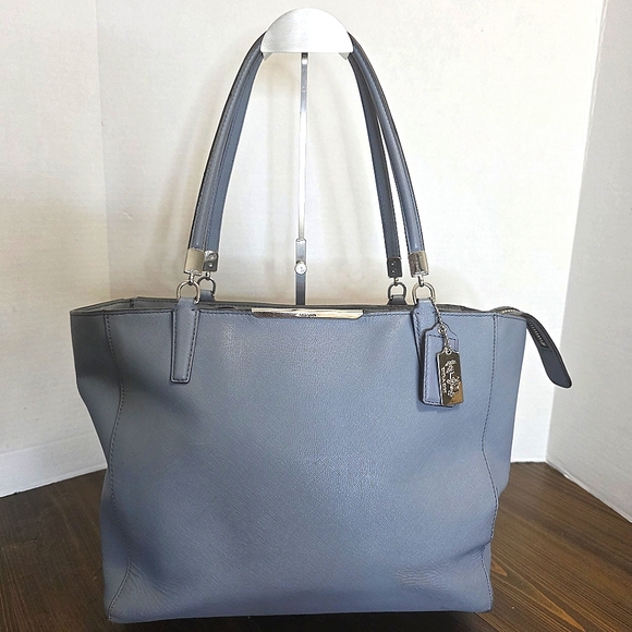 Coach Madison East/west Tote In Saffiano Leather blue REHAB BAG - Picture 1 of 17